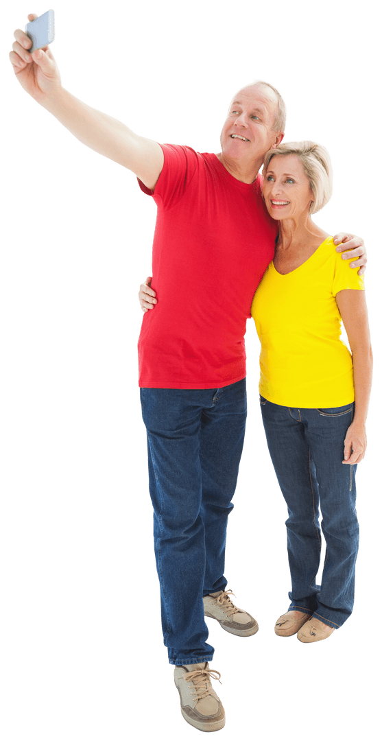 Transparent Mature Couple Taking a Selfie Happily
