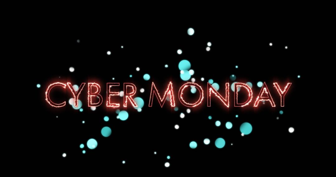 Glowing Cyber Monday Neon Text with Futuristic Particles