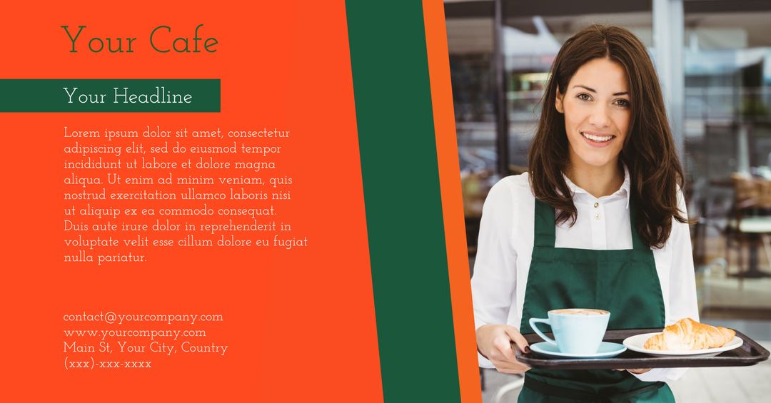 Smiling Barista Offering Coffee and Pastries With Hospitality