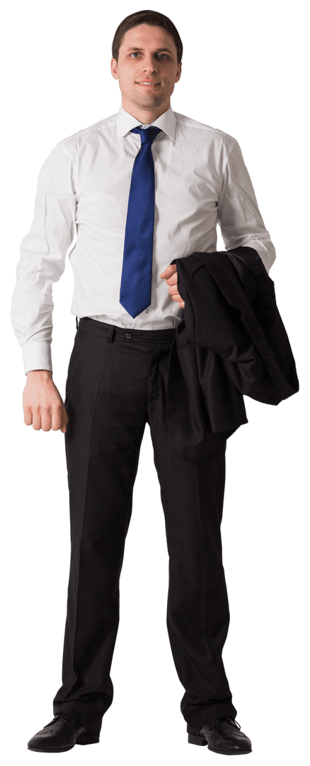 Confident Businessman Standing with Jacket and Tie Transparent Background