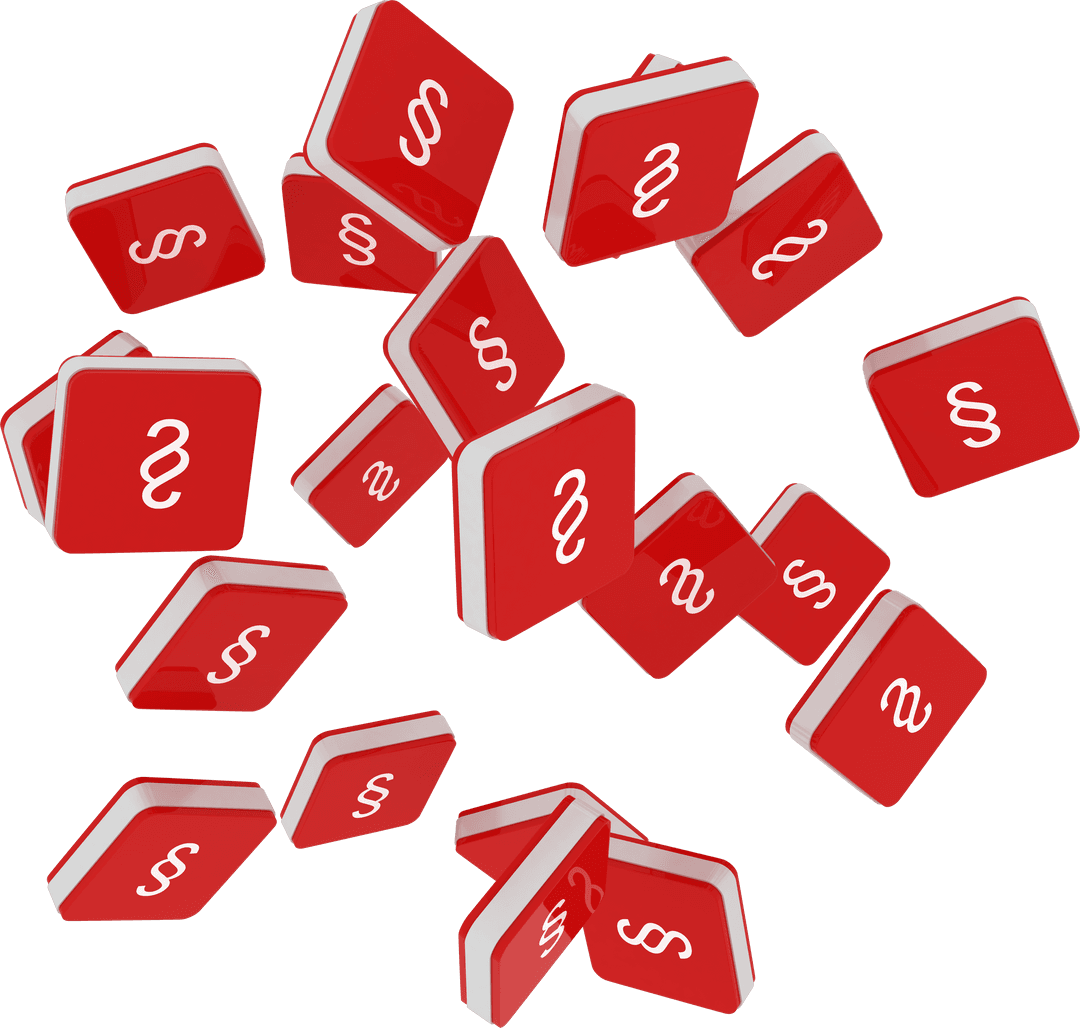 Transparent Section Symbols on Red 3D Squares providing a striking view