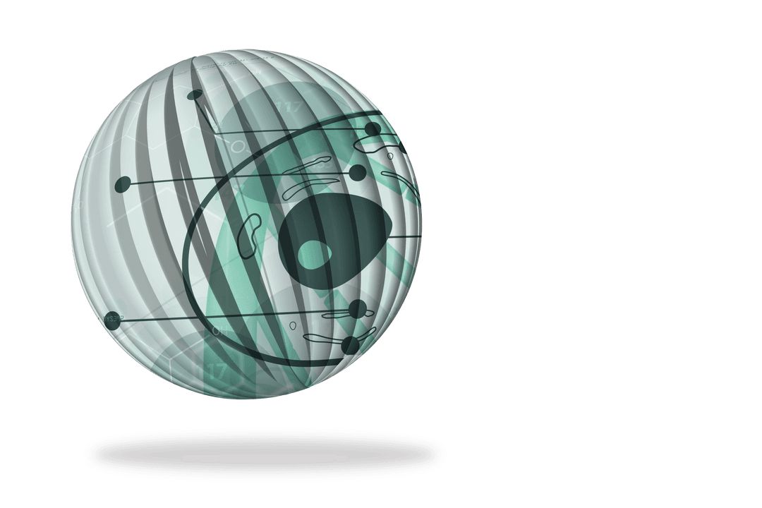 Transparent Glass Sphere with Abstract Biometrics Diagram