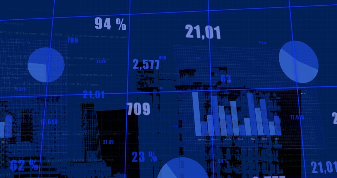 Digital Data Visualization Over Urban Skyline with Statistics
