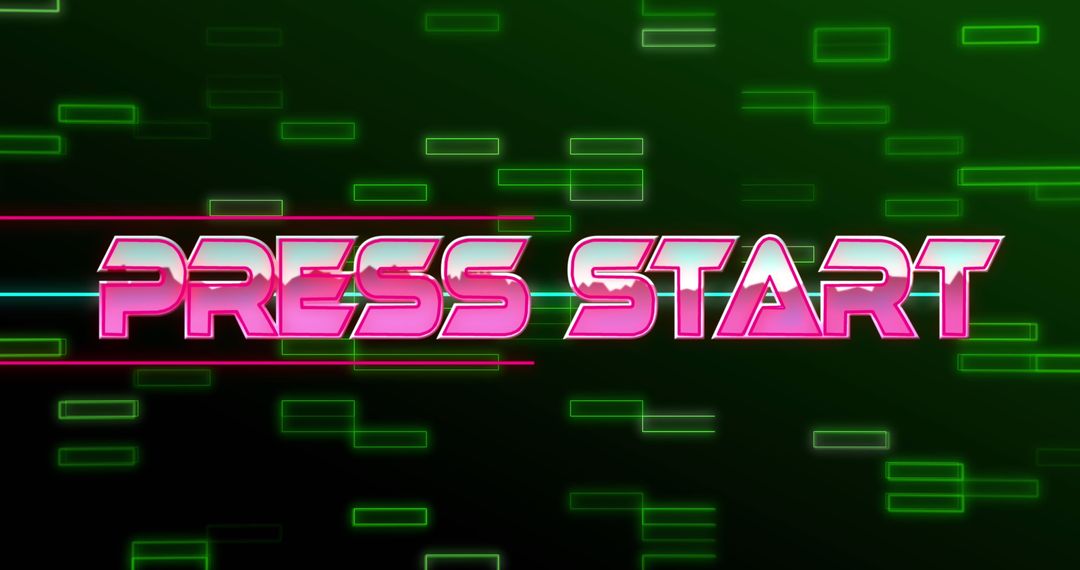 Neon Press Start Design Gaming Technology Theme