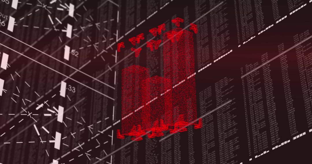 Digital Data Financial Graph with Red Arrows