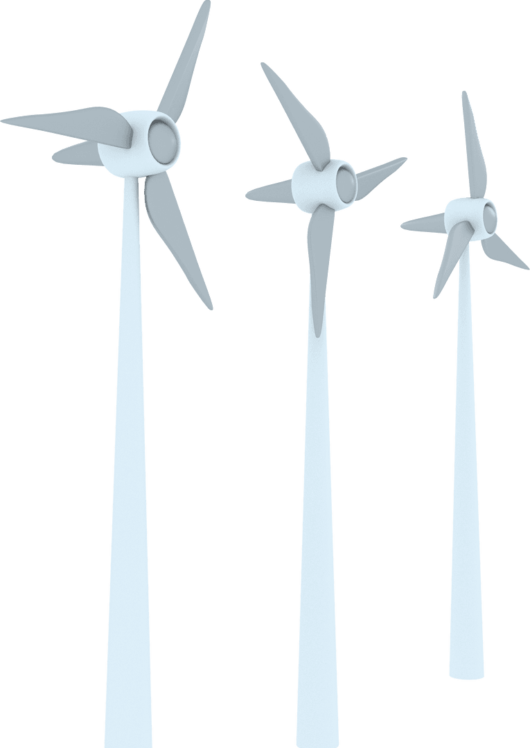 Digital Illustration of Windmills on Transparent Backdrop