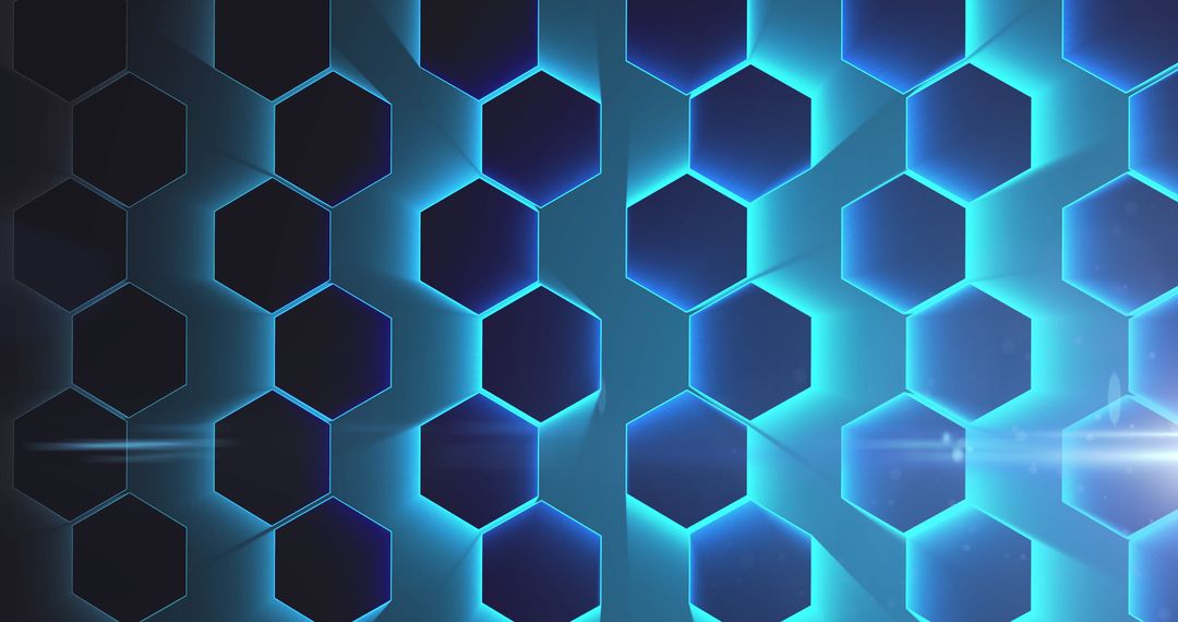 Glowing Blue Hexagons Forming Digital Network