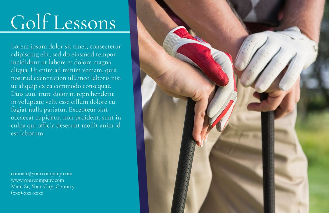 Close-Up of Golf Lesson with Trainer Assisting a Player on Gripping Technique - Download Free Stock Templates Pikwizard.com