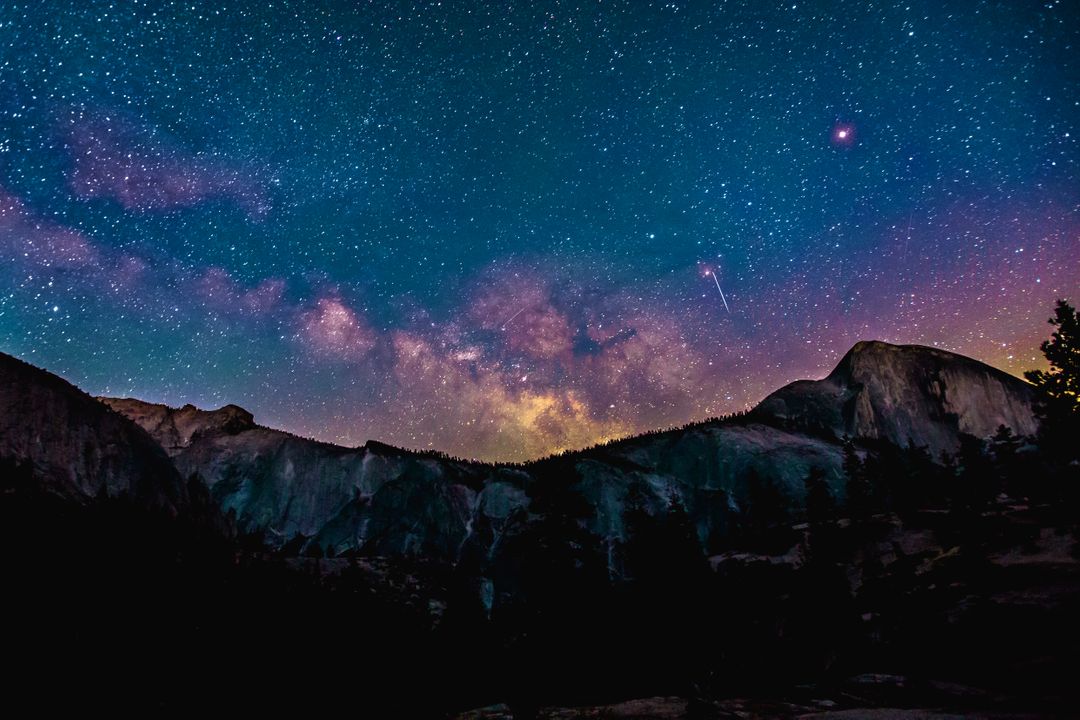 Stunning Night Sky with Milky Way Over Mountain Landscape - Free Images, Stock Photos and Pictures on Pikwizard.com