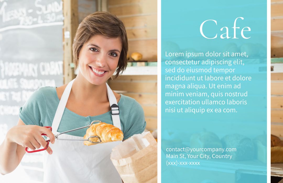 Barista Offering Fresh Pastry in Quaint Cafe Setting