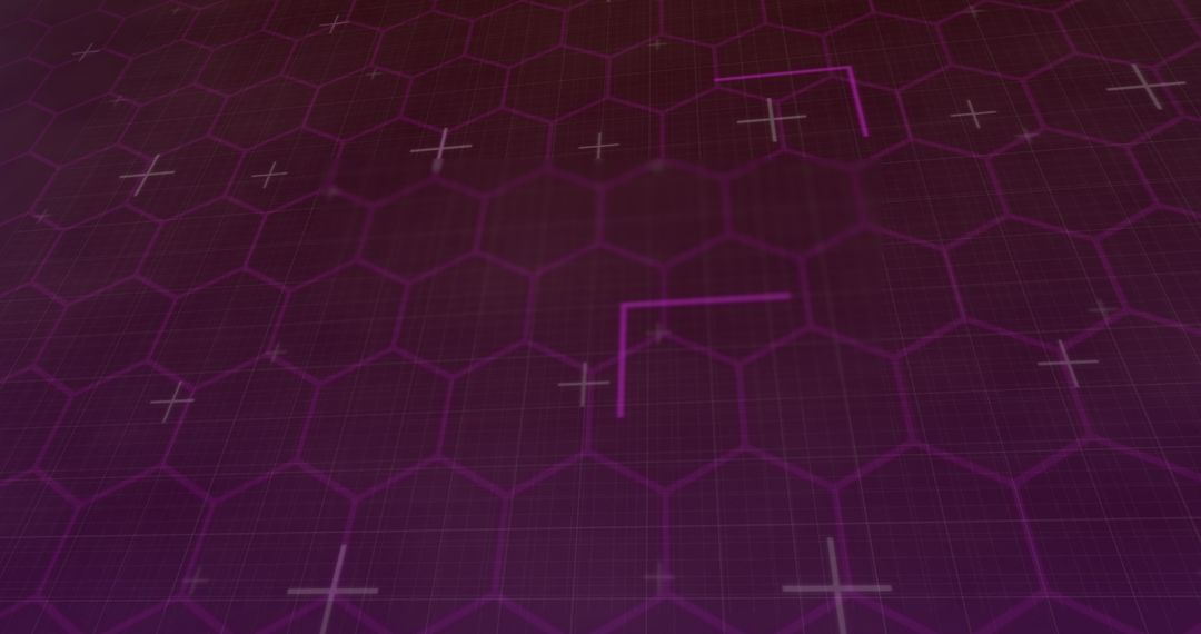 Futuristic Digital Grid with Hexagonal Pattern in Purple Hue