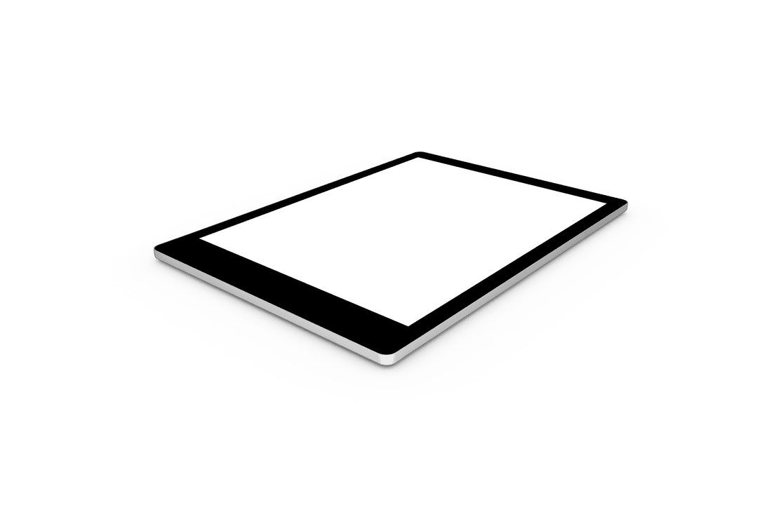 Digital Tablet on White Transparent Background
