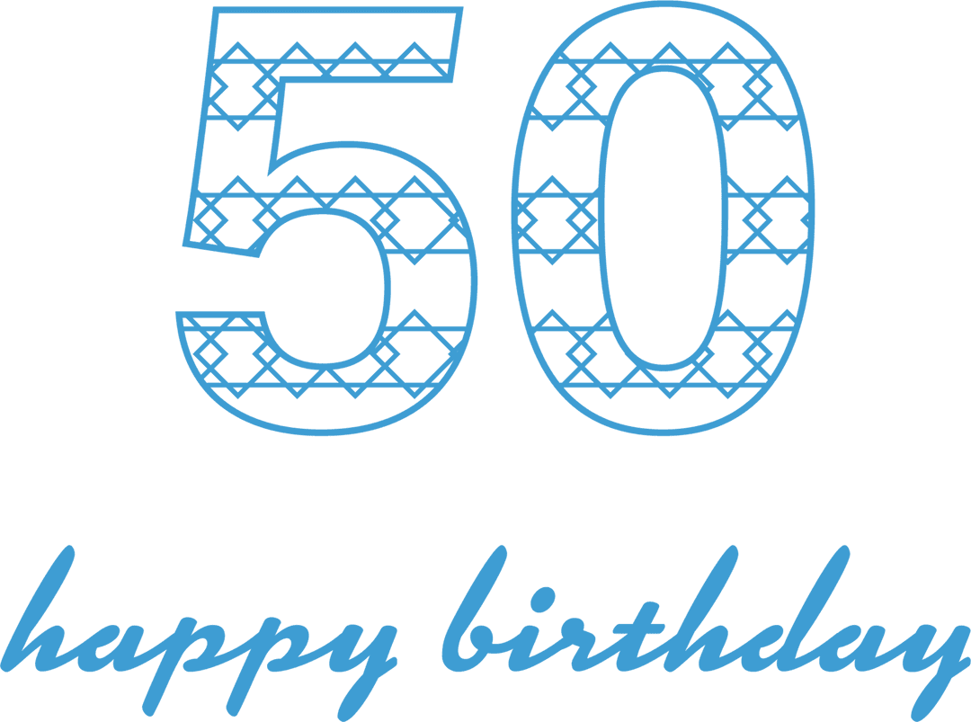 Blue 50 Happy Birthday Design on Transparent Background