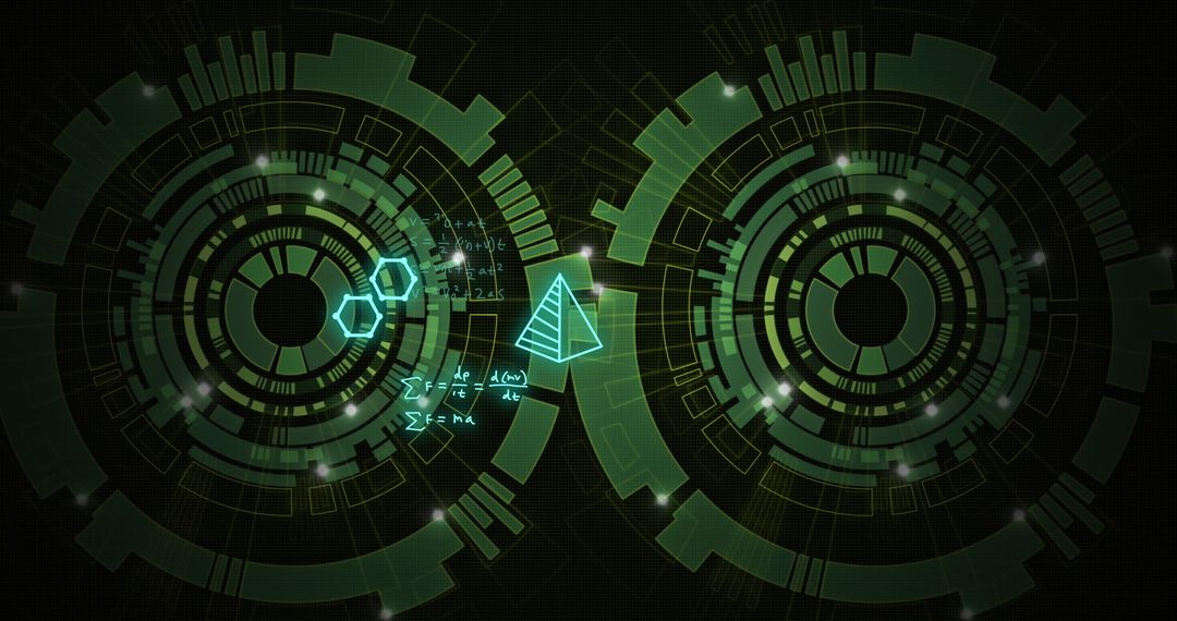 Futuristic Interface with Mathematical Equations and Digital Scans
