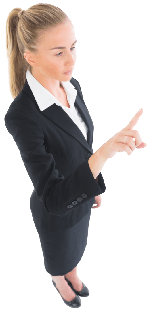 Transparent Businesswoman Selecting Interactive Interface