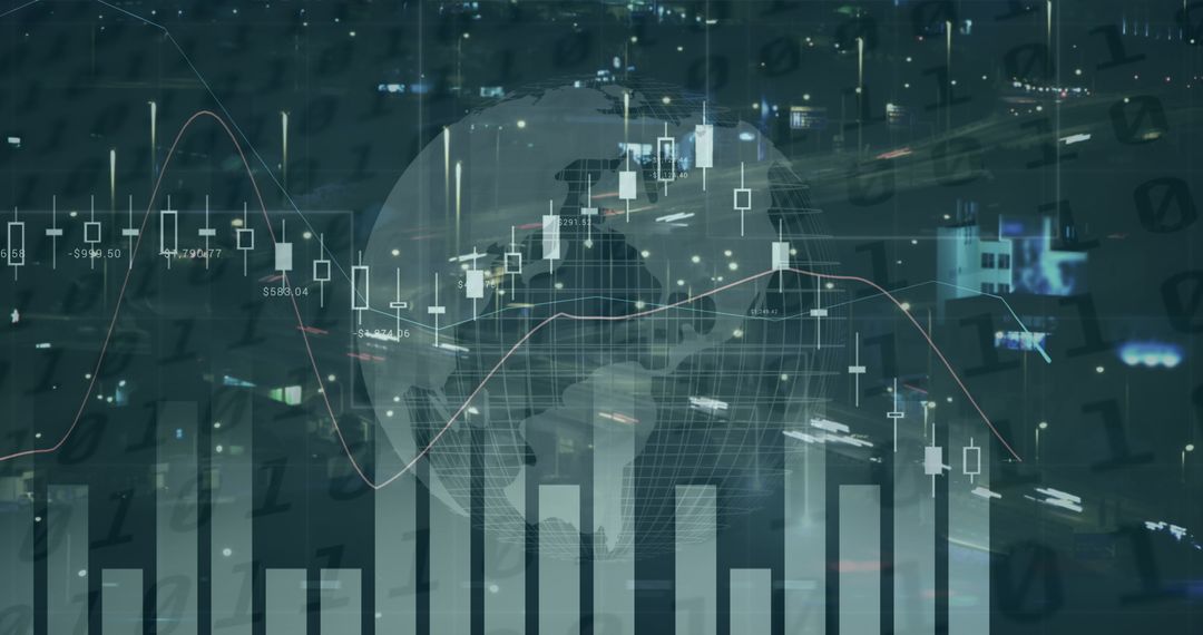 Global Financial Data Processing Over Futuristic Cityscape