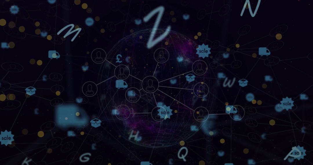 Digital Network of Global Connections Over Black Background