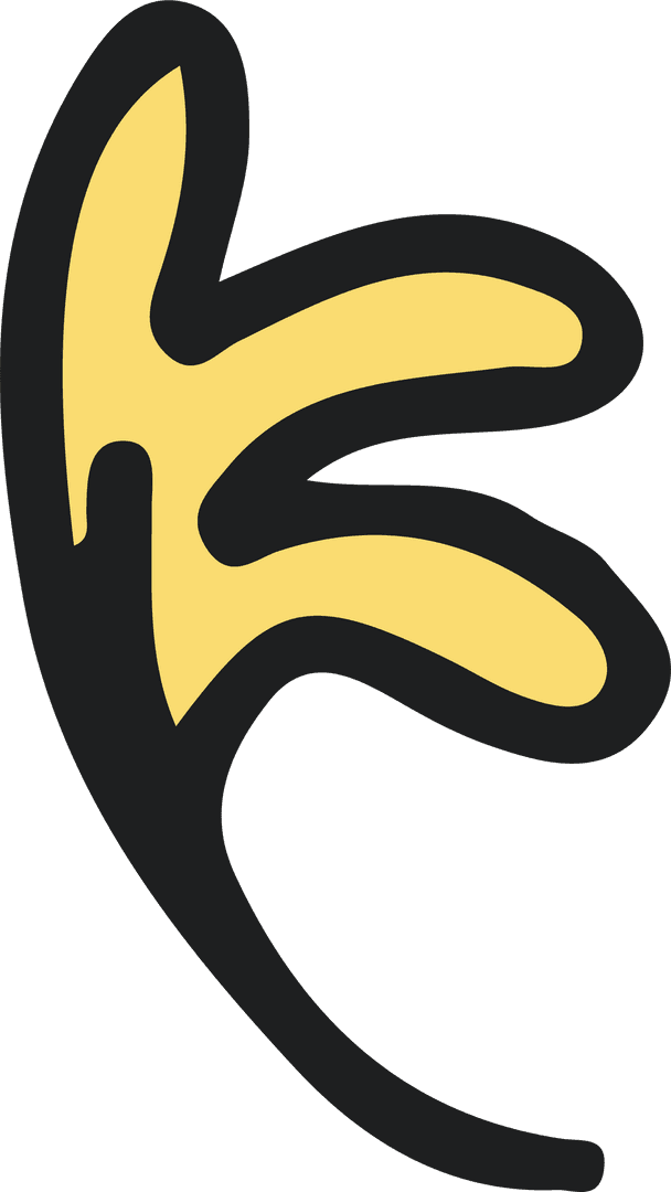 Yellow Leaf Shape Abstract Art on Transparent Background