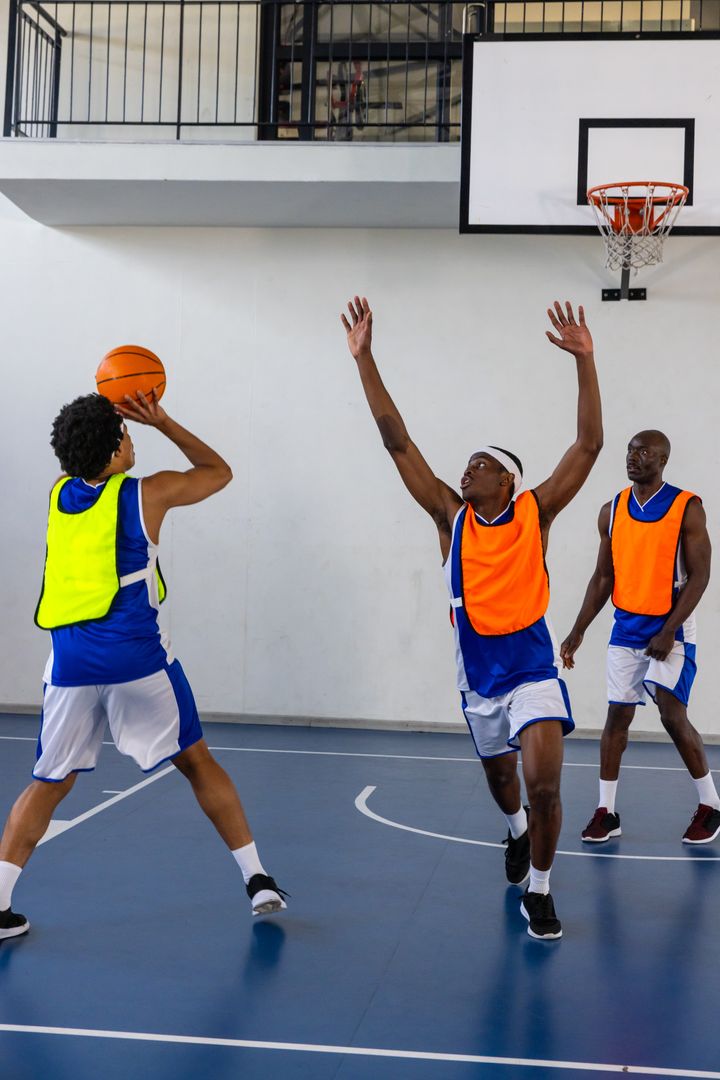 Team Basketball Challenge in Indoor Gymnasium