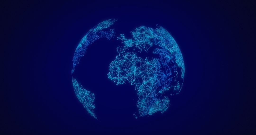 Digital Globe with Network Connections Over Blue Background