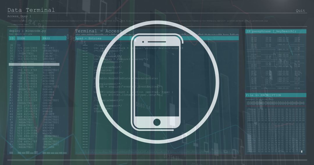 Smartphone Icon Overlaid on Data Analytics Interface