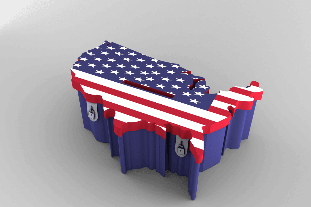 Transparent Box with USA Shape Featuring American Flag Design