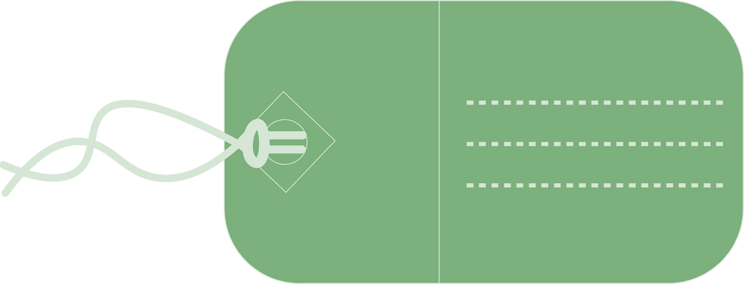 Transparent Green Tag Illustration with Copy Space on Right Side
