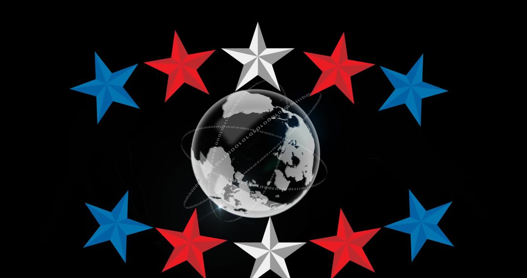 Multicolored Stars Encircling Globe Symbolize Global Unity