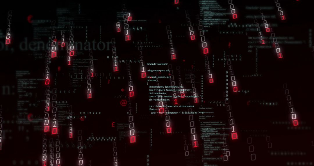 Futuristic Binary Code Stream with Cyberpunk Elements