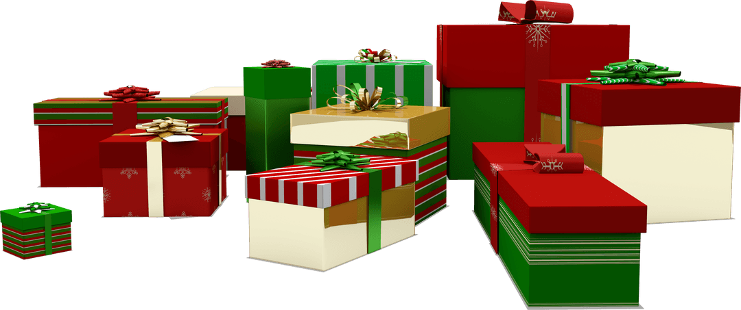 Transparent Christmas Gift Boxes with Bows in Festive Colors