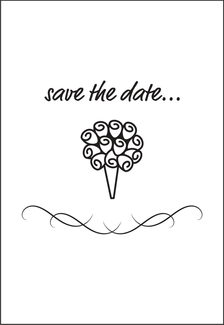 Wedding Save the Date Illustration on Transparent Background