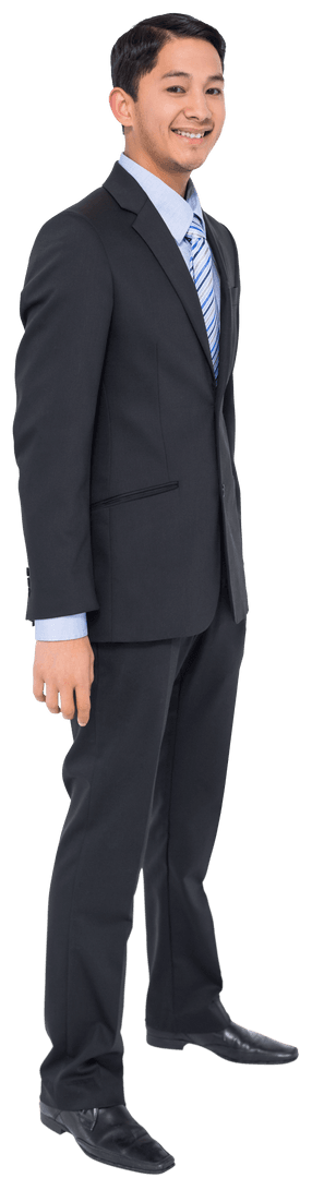 Transparent Image of Smiling Asian Businessman in Formal Attire