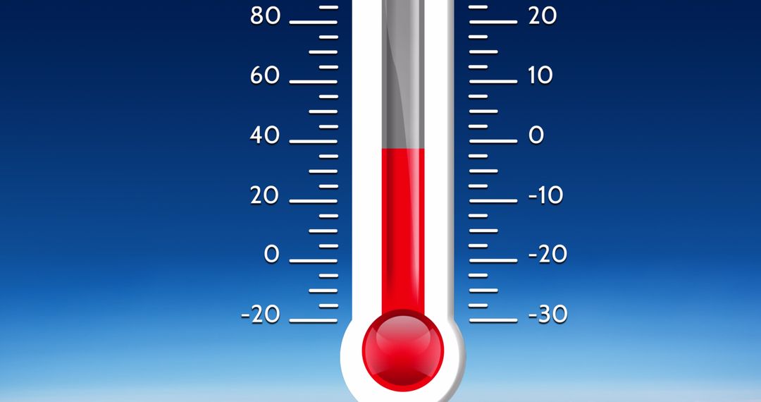 Thermometer Displaying Temperature Against Blue Background