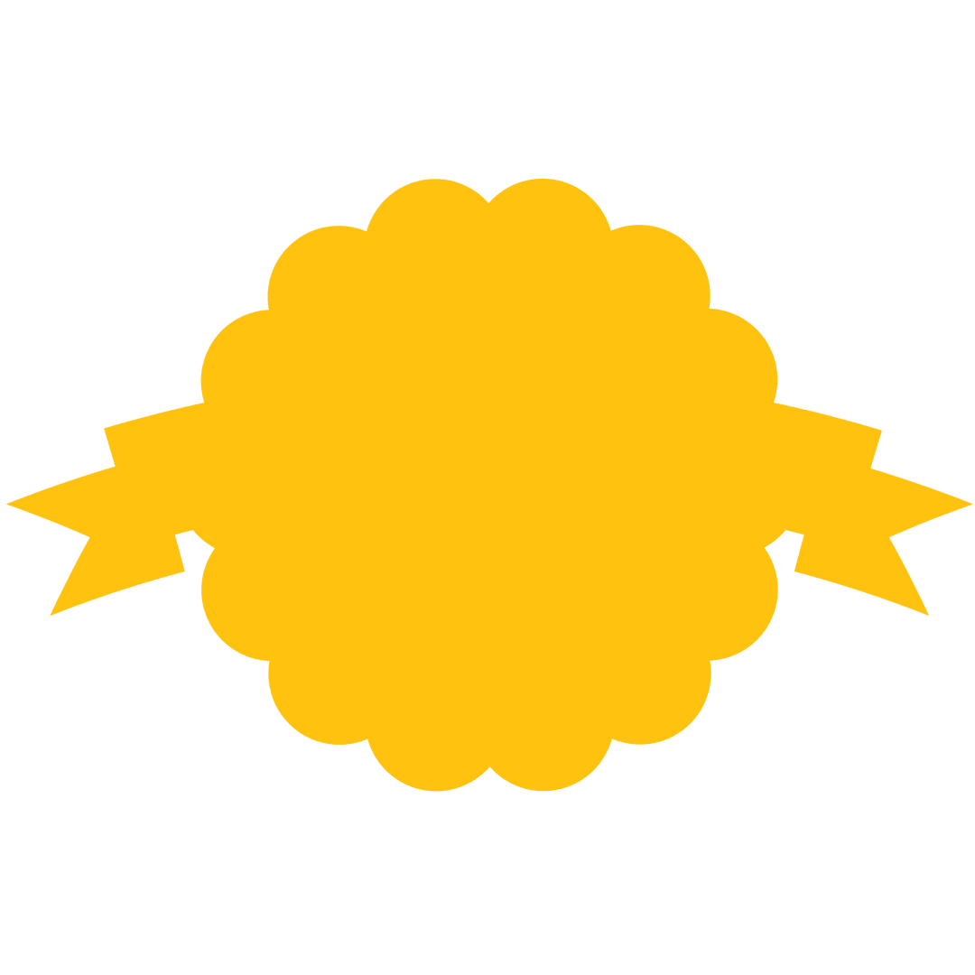 Yellow Badge with Ribbons on Transparent Background for Custom Text