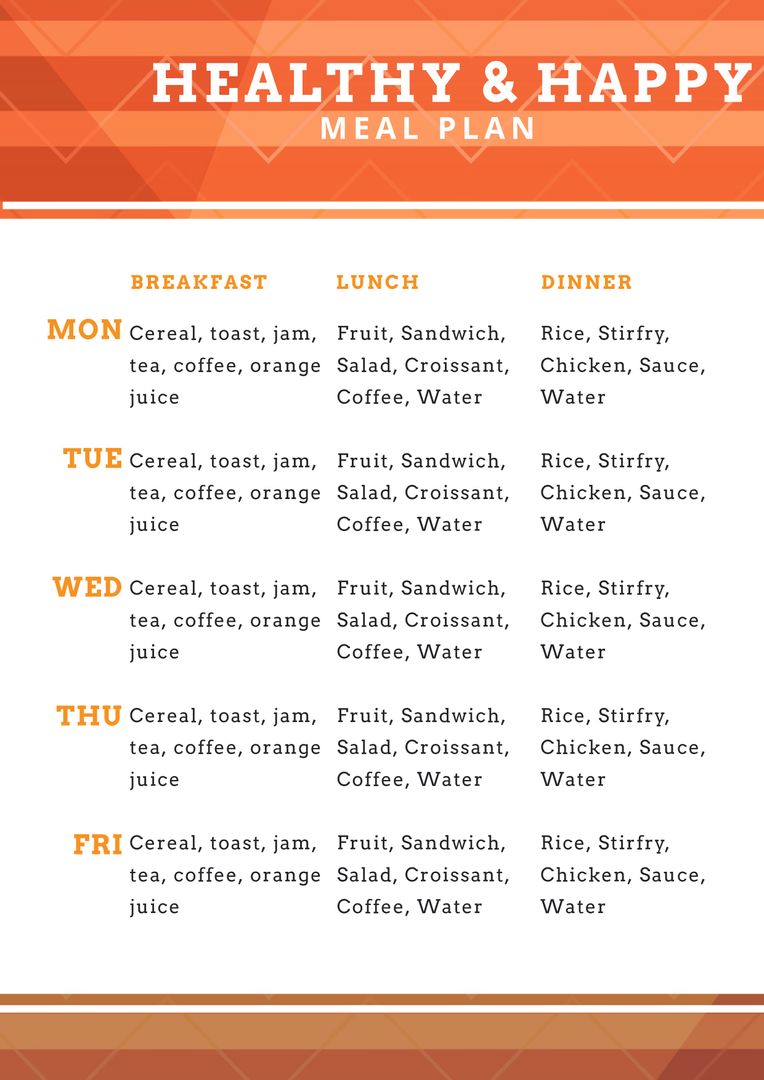 Weekly Meal Plan Template with Nutritious Options