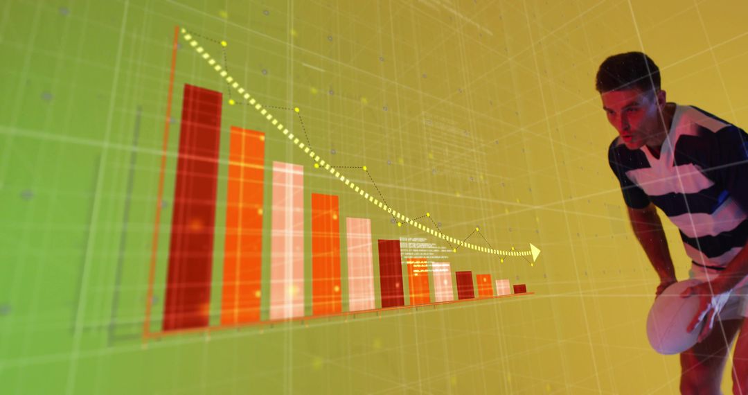 Data Analyst Examining Digital Bar Chart with 3D Elements
