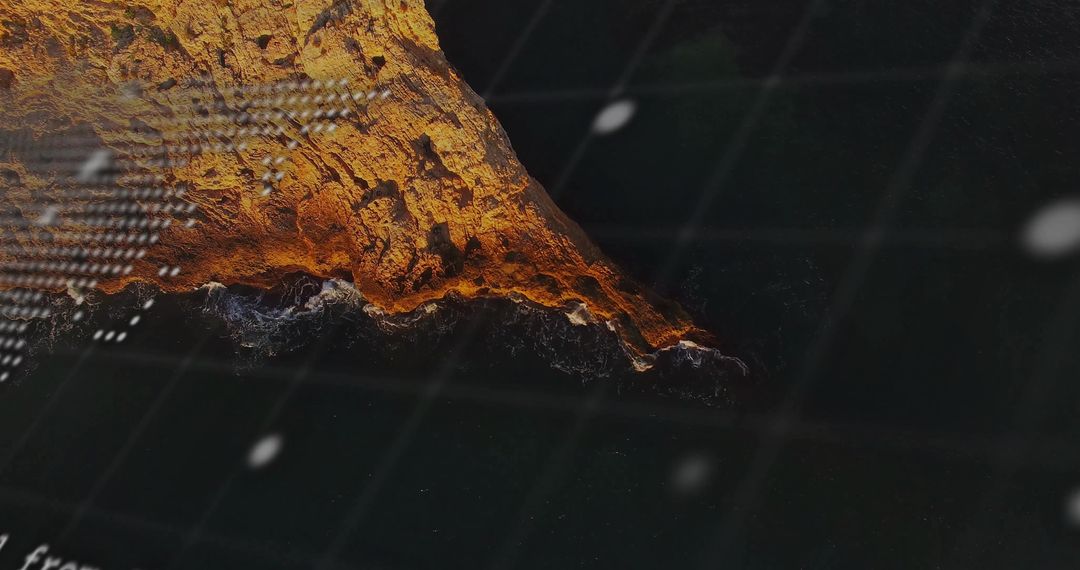 Rocky Peninsula Glows on Holographic High-Tech Map on Dataset Grid