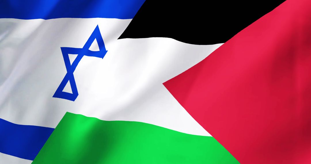 Israeli and Palestinian Flags Waving in Unity