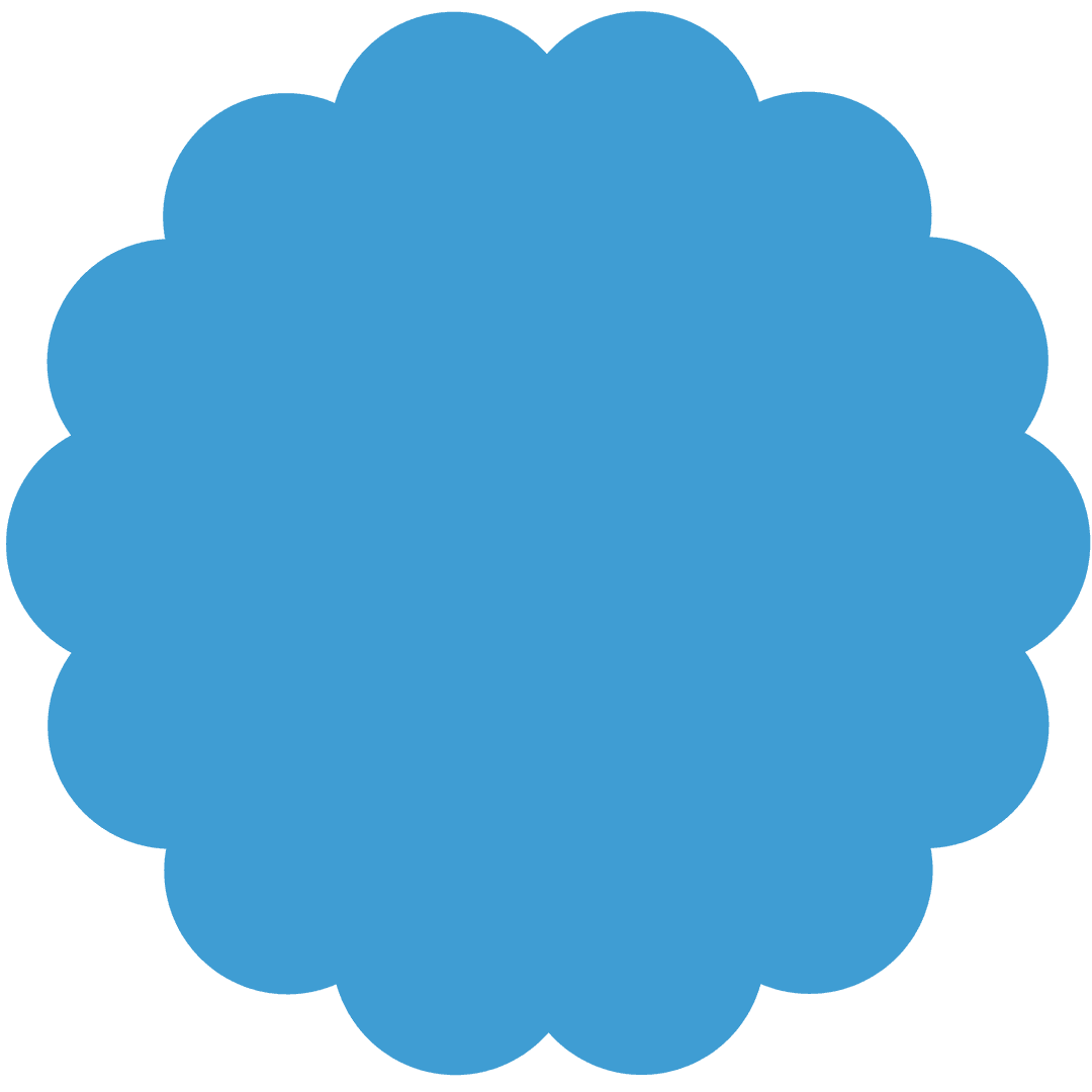 Blue Scalloped Circle Over Transparent Background for Graphic Designs