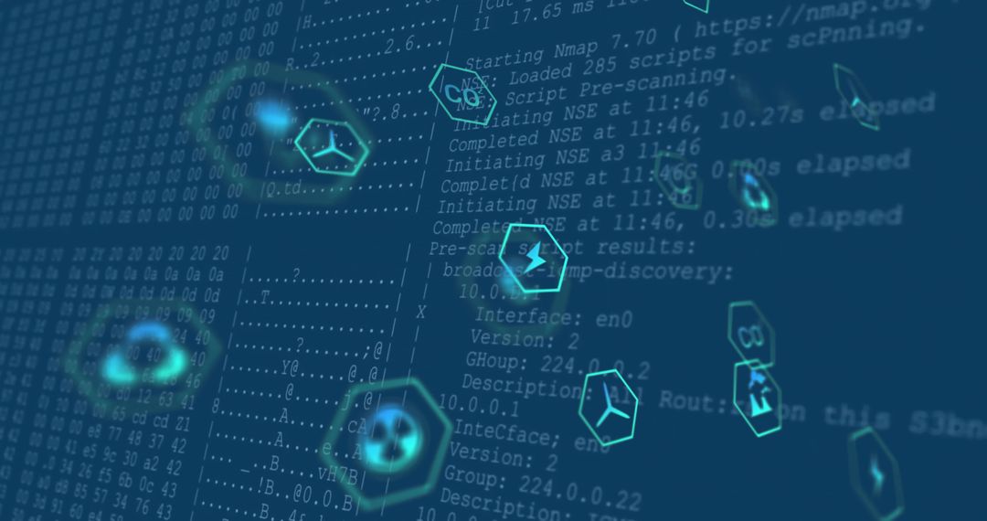 Futuristic Cybersecurity Dashboard with Hexagonal Graphics