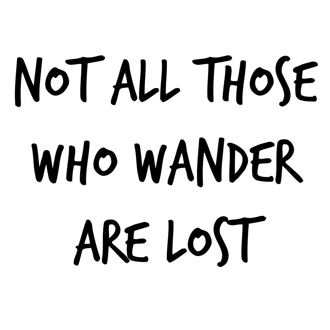 Inspirational Quote Not All Who Wander Are Lost on Transparent Background