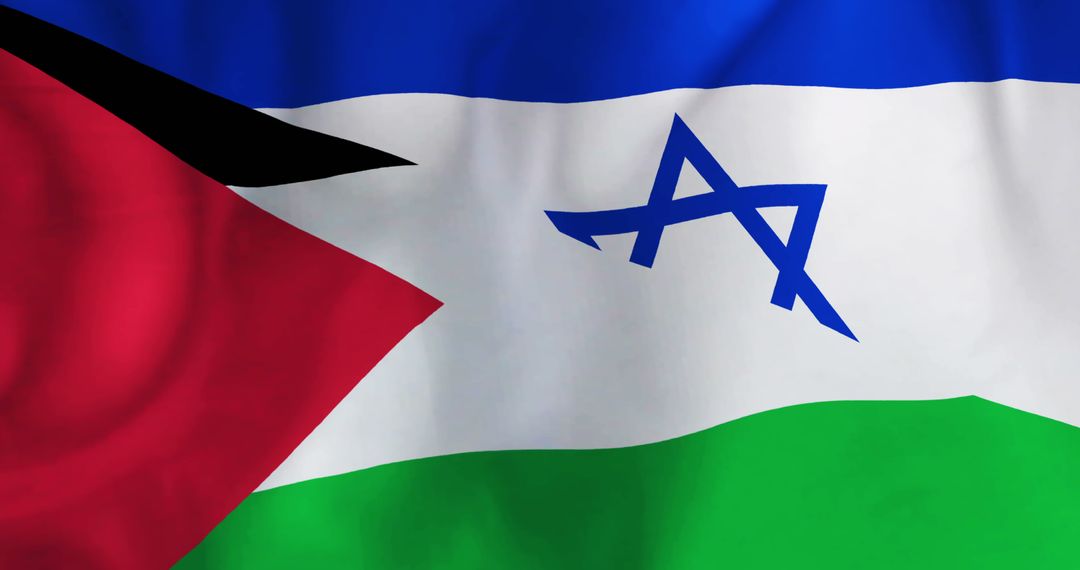 Combined Israel and Palestine Flags Representing Conflict and Unity