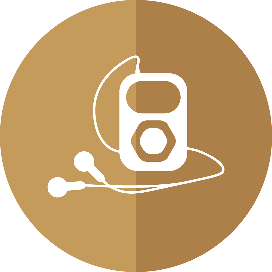 Transparent Music Player Icon on Brown Circle Background