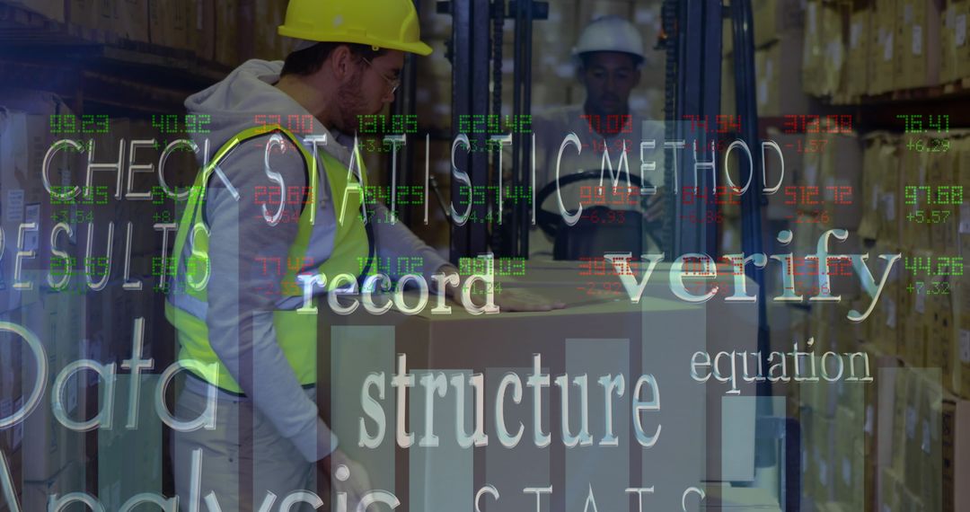 Warehouse Logistics and Technology Overlaid with Data Analytics terms