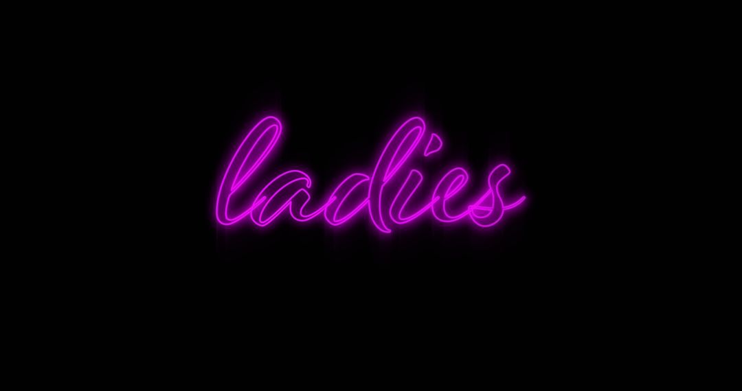 Purple Neon Script 'Ladies' on Black for Retro Designs