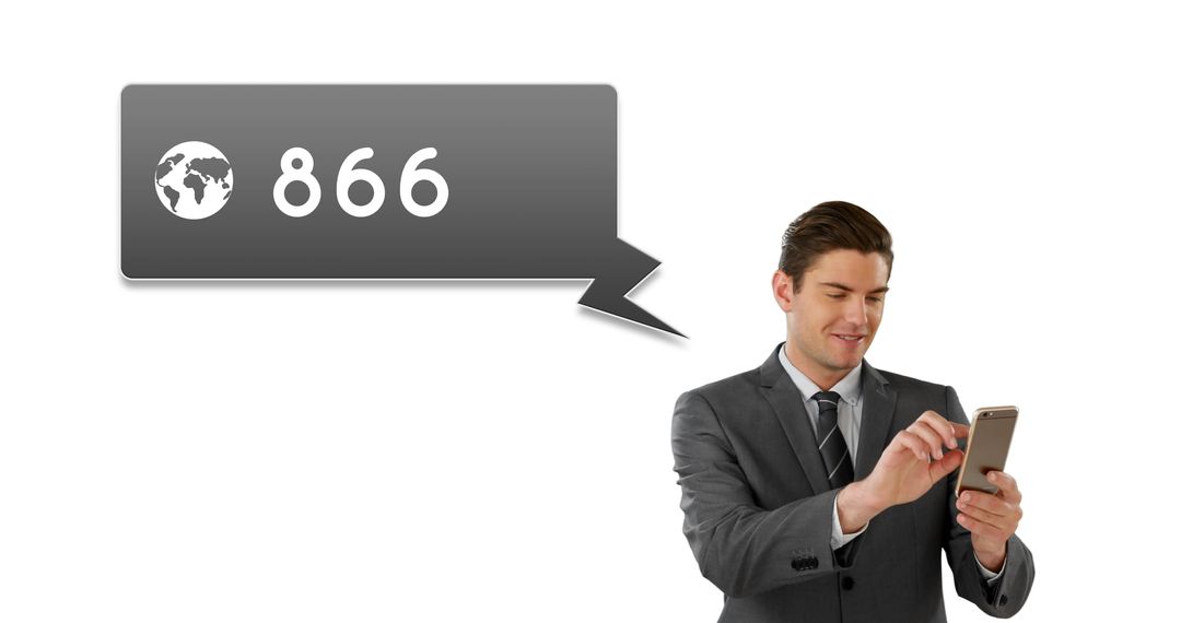 Businessman Monitoring Global Notifications on Smartphone