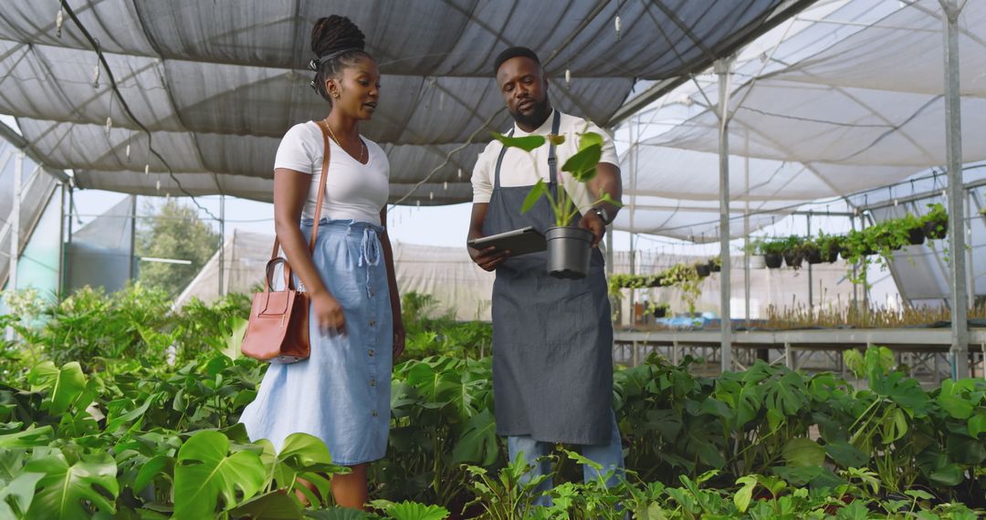 People Collaborating in Greenhouse, Embracing Eco-Friendly Practices