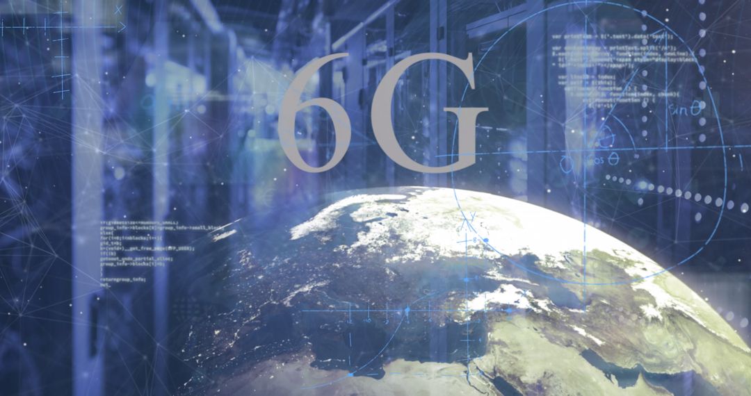 6G Digital Communication Concept with Globe and Data Visualizations