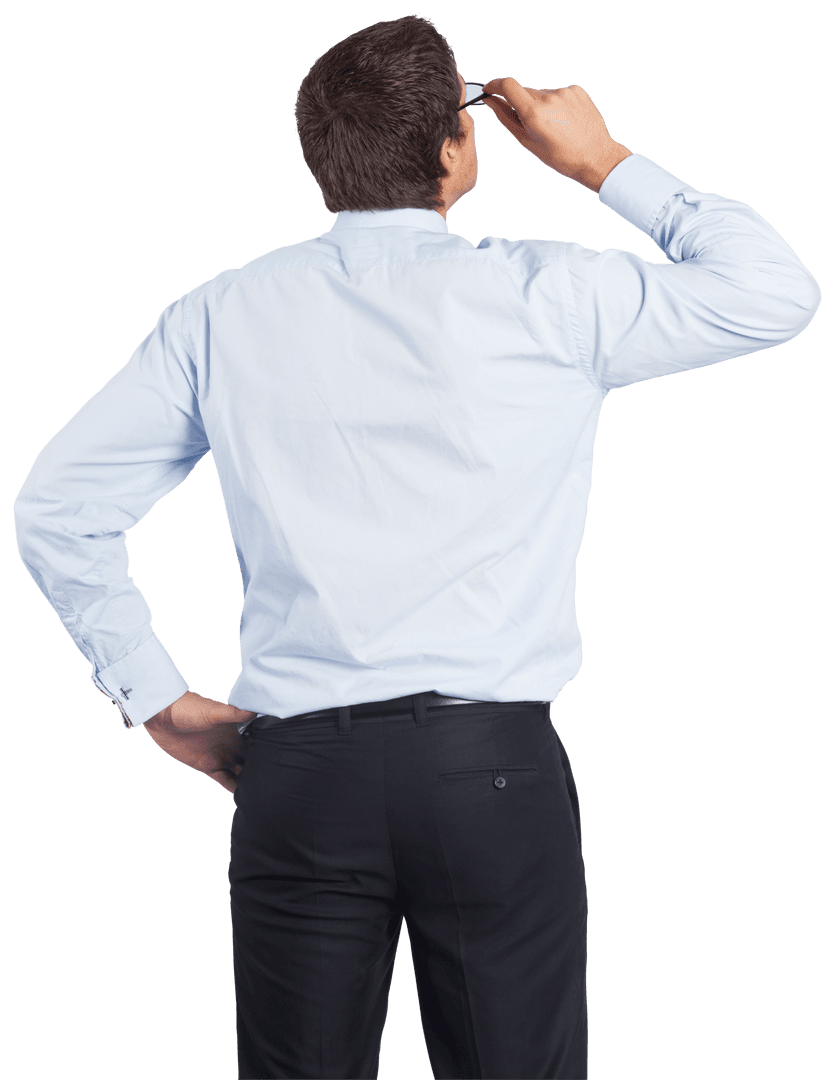 Transparent Image of Businessman Thinking in White Shirt