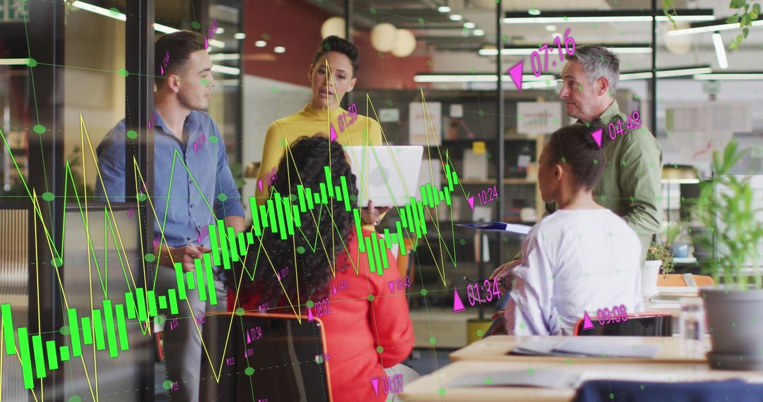 Diverse Team Collaborating on Business Analytics and Growth Strategy